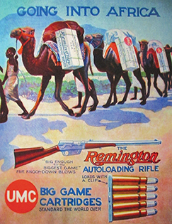 The figure atop the lead camel casts a familiar shadow in Remington’s daring exploitation in the spring of 1909. This colorized version is from the May issue of LIFE magazine.